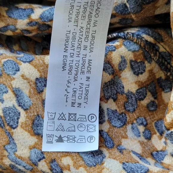 Zara Wrap Dress Leopard Brown Black Long Sleeve Maxi Low Cut Neck Size Small NWT - Picture 5 of 7